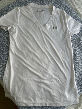 Under Armour White V-Neck Performance Tee